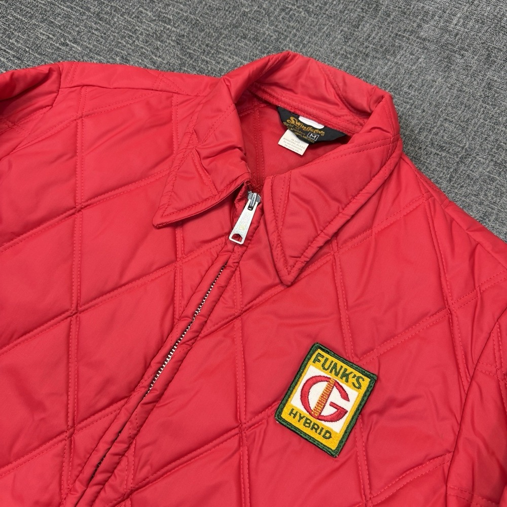 Vintage Swingster‎ Funk's-Hybrid Quilted Jacket Means M Red Seed Corn 70's 80's